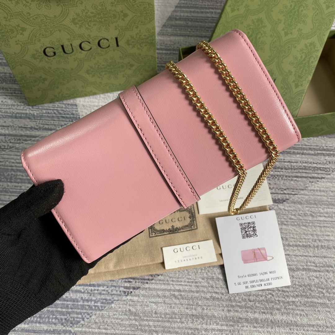 Gucci Jackie 1961 Chain Wallet 652681 Pink